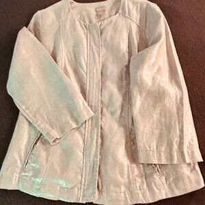 Chico's Silver Metallic Spring Jacket Size OO